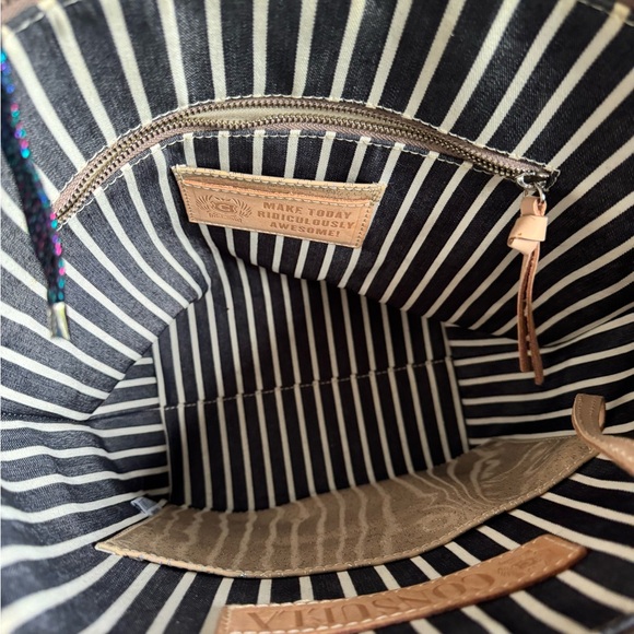 Consuela White and Tan Tote Bag with Textured Design - Picture 3 of 6